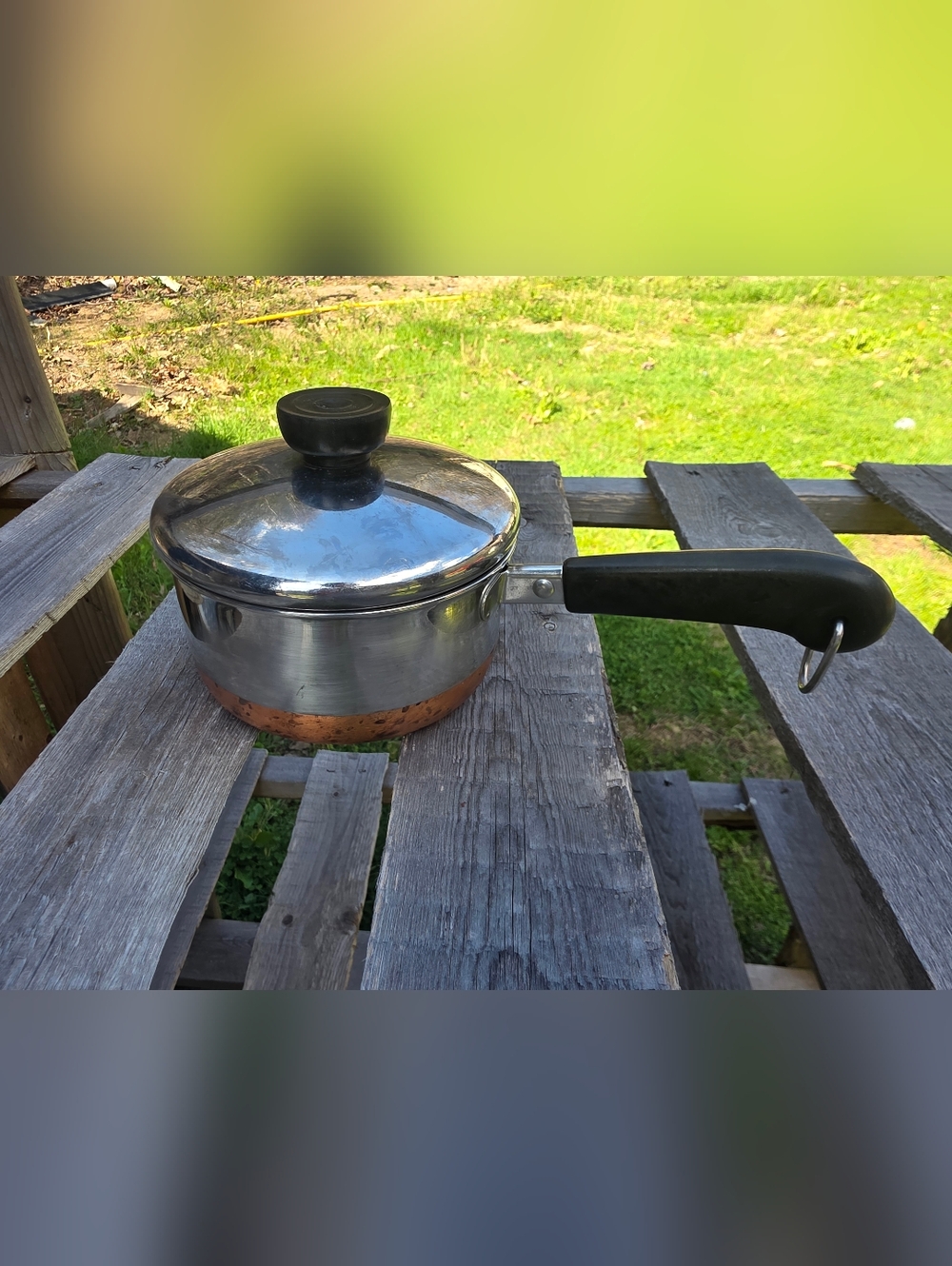 1801 Revere Ware 1 Quart Copper Bottom Saucepan With Lid USA 13" X 6" Wide